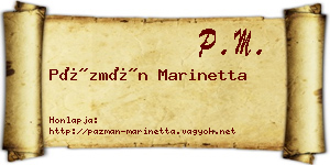 Pázmán Marinetta névjegykártya